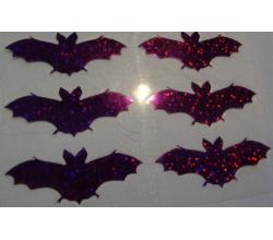 6 Buegelpailletten  Fledermaeuse  Hologramm lila
